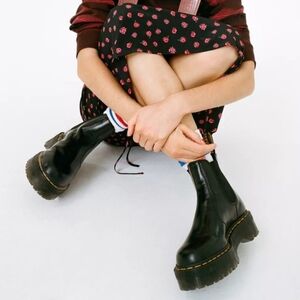 Dr Martens 2976 QUAD Chelsea Platform Boots Black Size 6 US | Like New